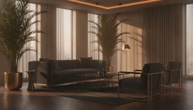 Bright clean luxury living room with indoor plants
